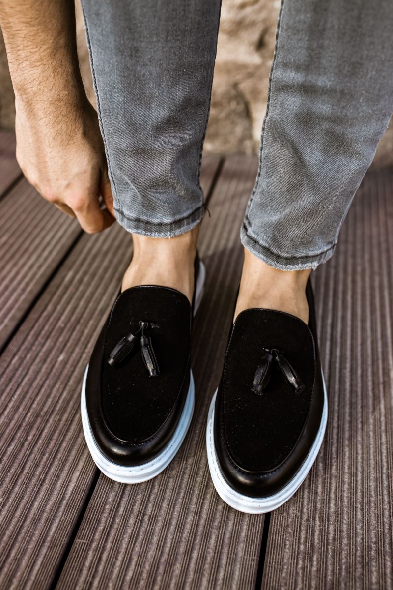 Mens Loafer - Black White - 002