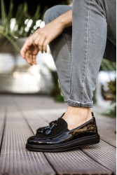 Mens Loafer - Black Patent Leather - 002