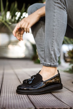 Mens Loafer - Black Patent Leather - 002