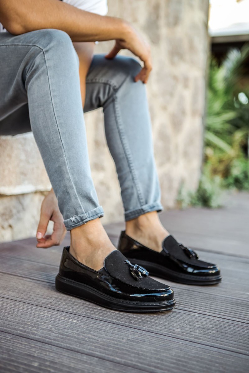 Mens Loafer - Black Patent Leather - 002