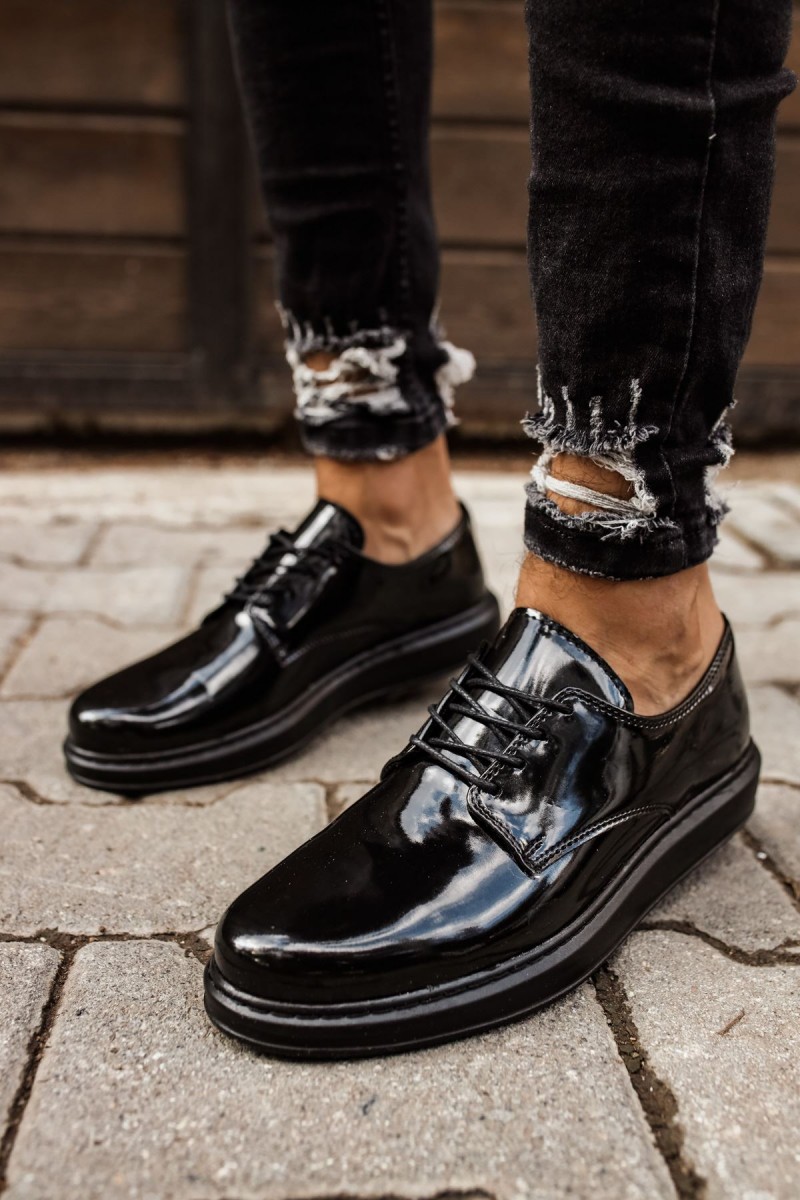 Mens Classic Shoes - Black Patent Leather - 003