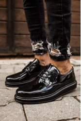 Mens Classic Shoes - Black Patent Leather - 003