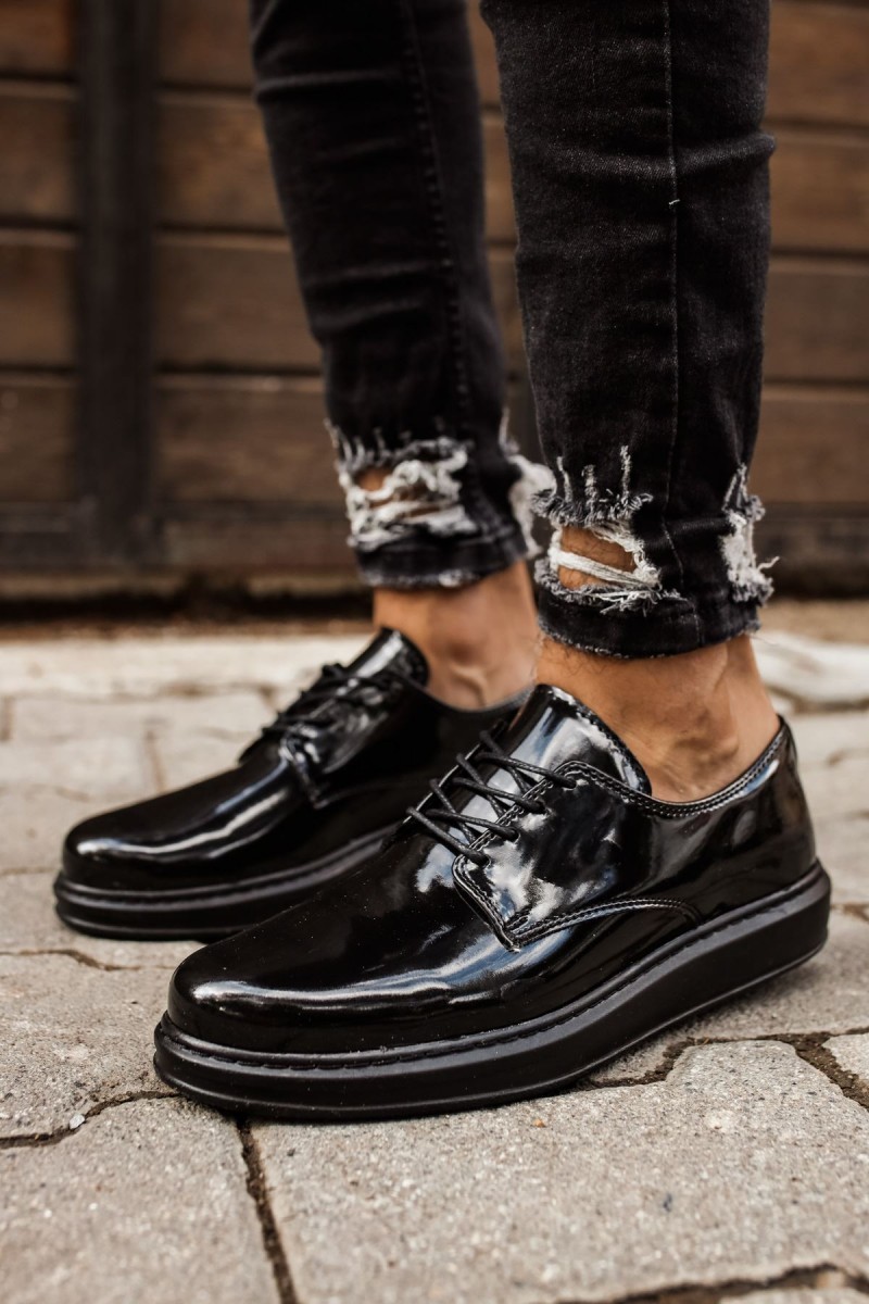 Mens Classic Shoes - Black Patent Leather - 003