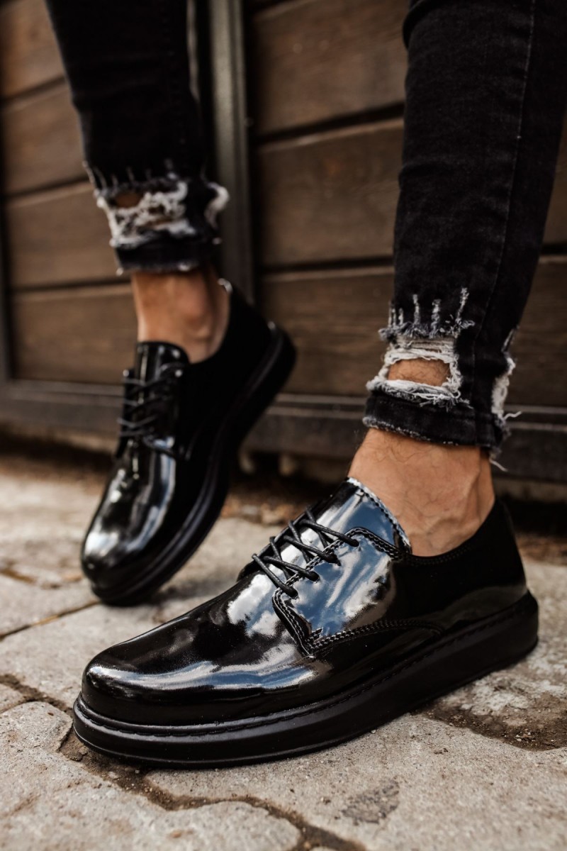 Mens Classic Shoes - Black Patent Leather - 003