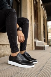 Mens Classic Shoes - Black White  - 003