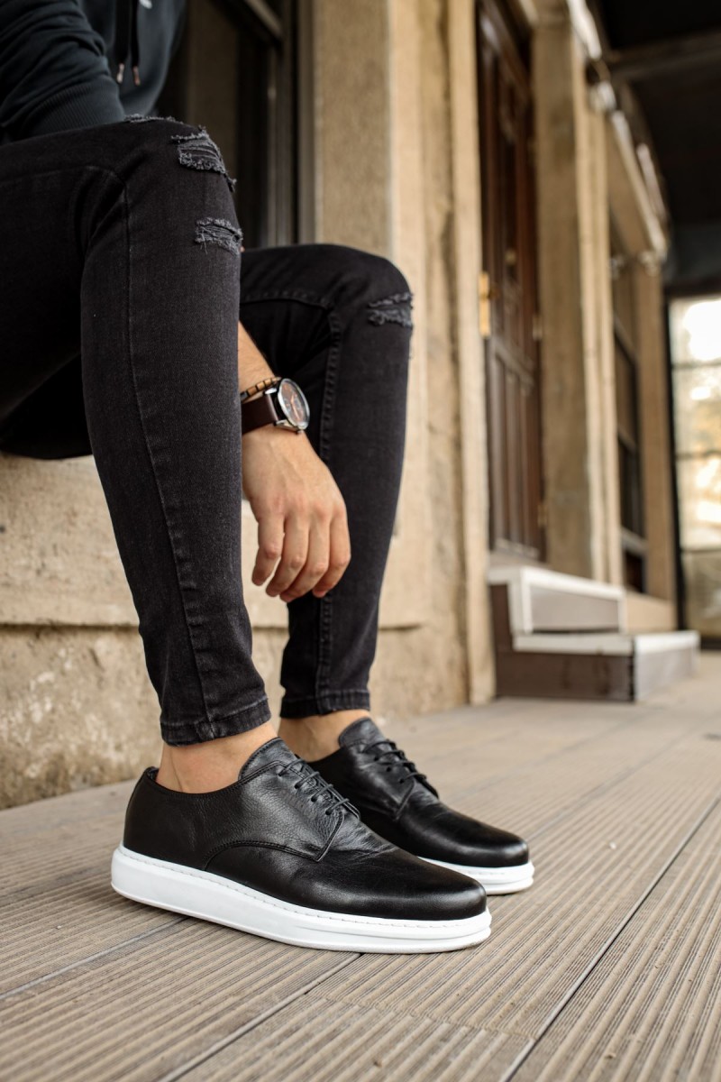 Mens Classic Shoes - Black White  - 003