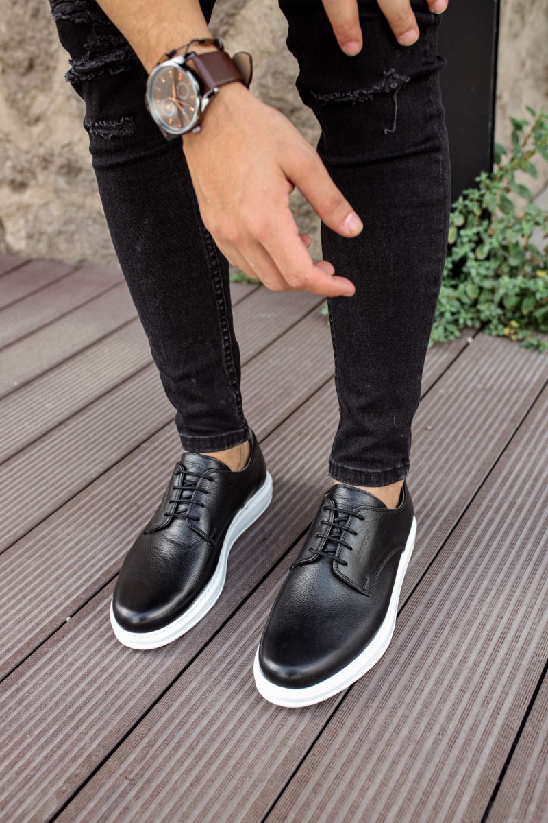 Mens Classic Shoes - Black White  - 003