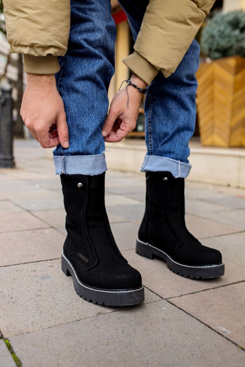 Mens Boots - Black Suede - 027
