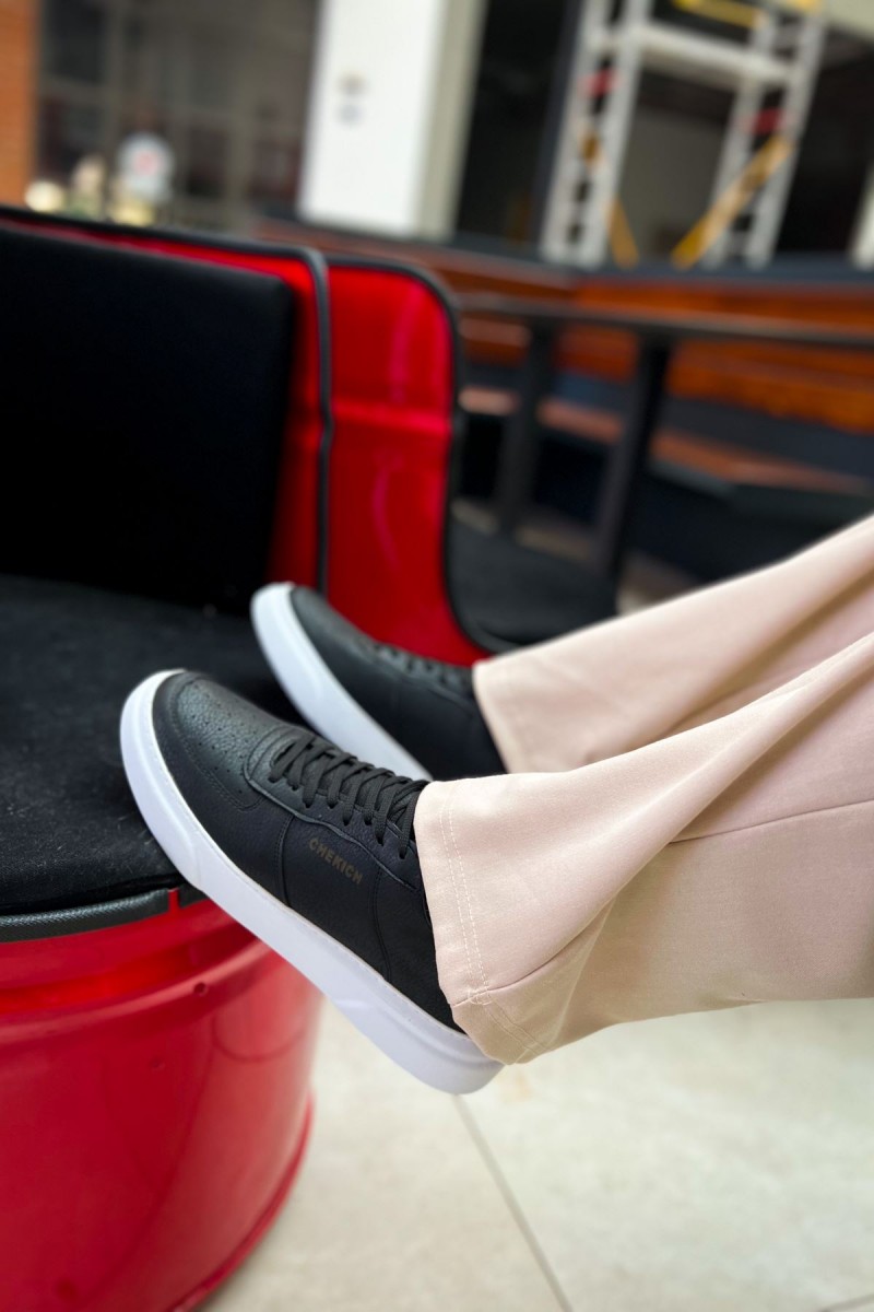 Mens Sneakers - Black White - 087