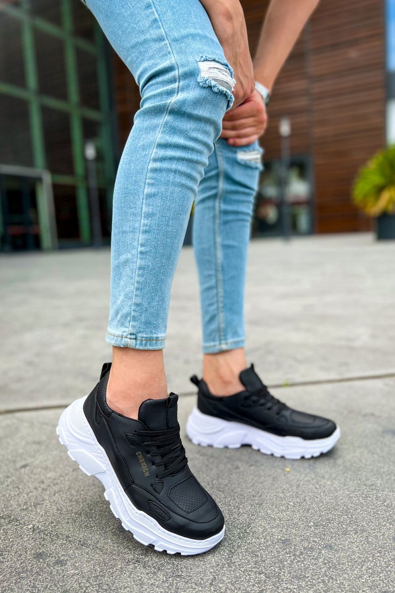Mens Sneakers - Black White - 089