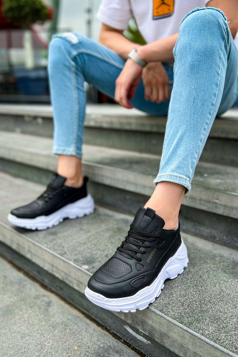Mens Sneakers - Black White - 089