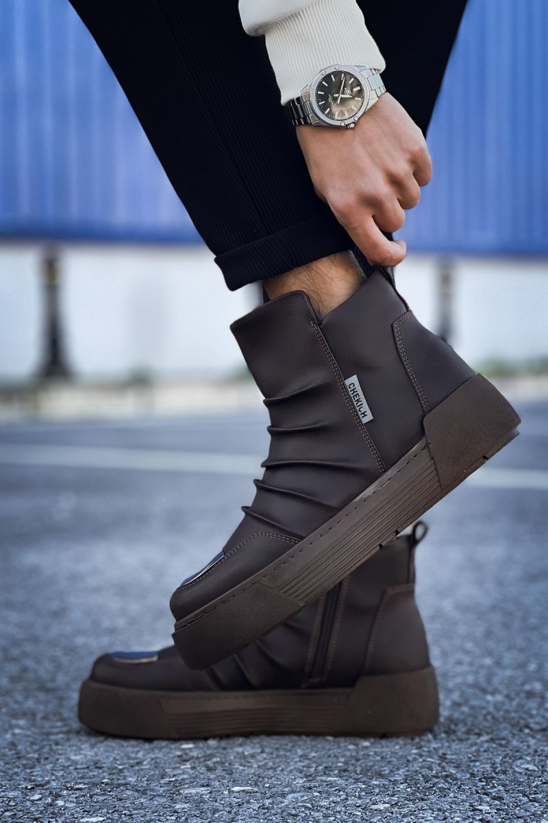 Mens High Top Sneakers - Brown - 113