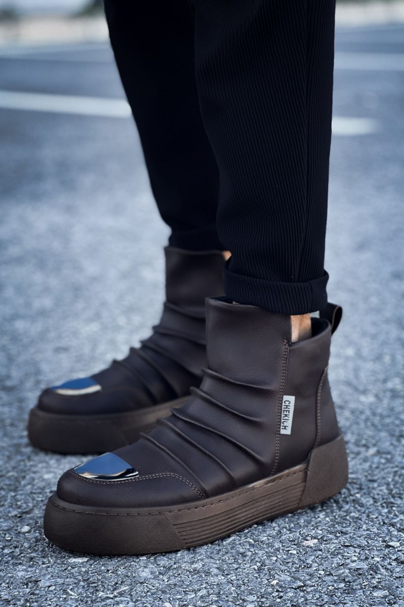 Mens High Top Sneakers - Brown - 113