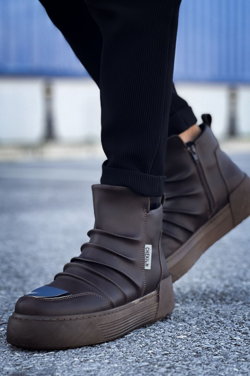 Mens High Top Sneakers - Brown - 113