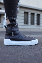 Mens High Top Sneakers - Black White - 113