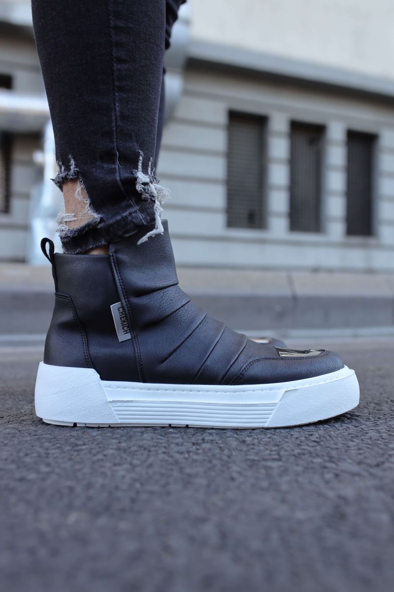 Mens High Top Sneakers - Black White - 113