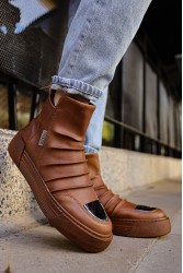 Mens High Top Sneakers - Tan - 113