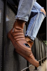 Mens High Top Sneakers - Tan - 113