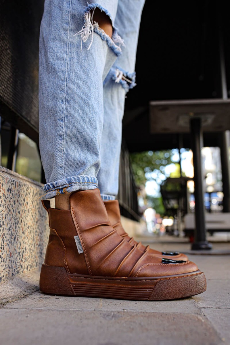 Mens High Top Sneakers - Tan - 113