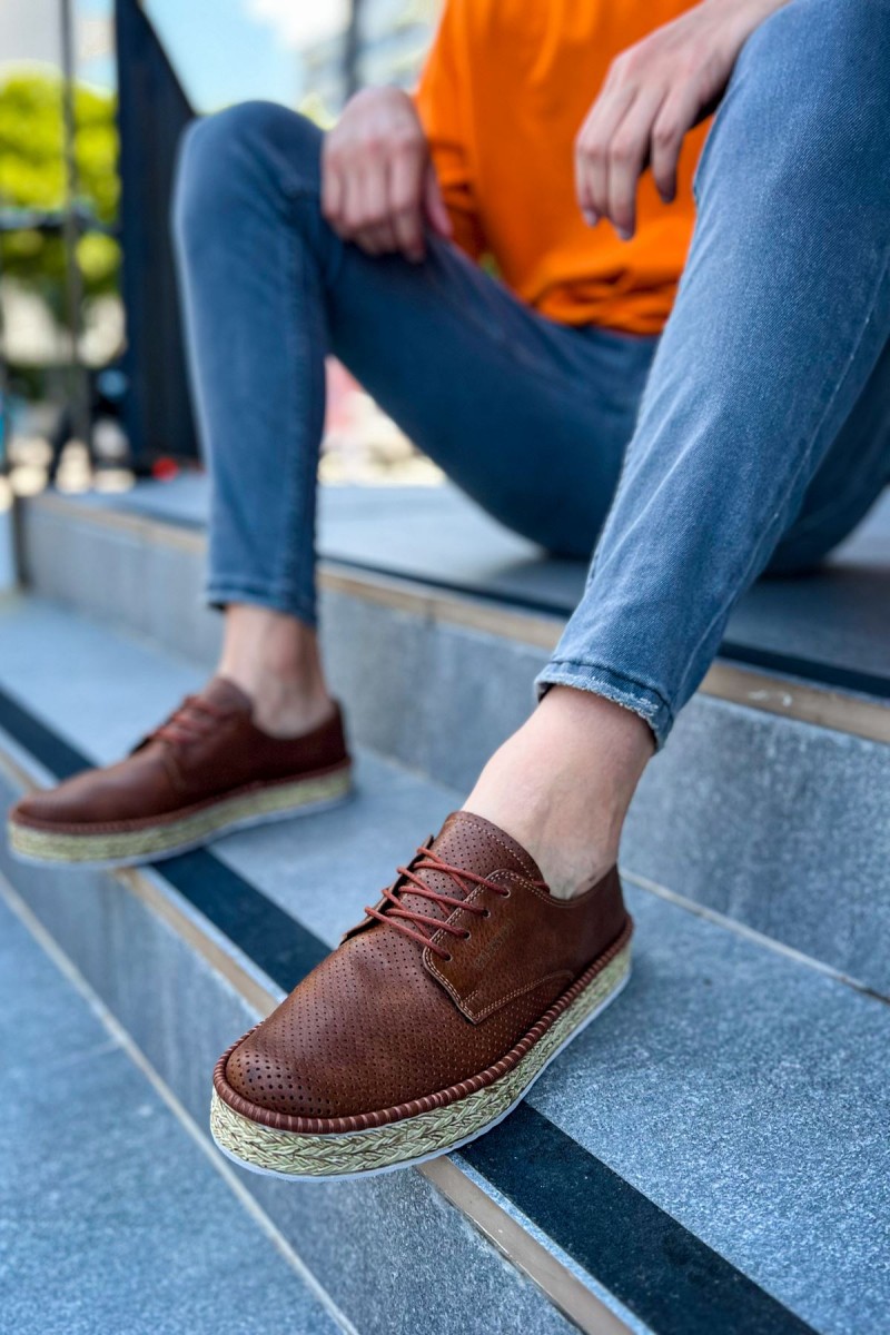 Mens Sneakers - Tan White - 117