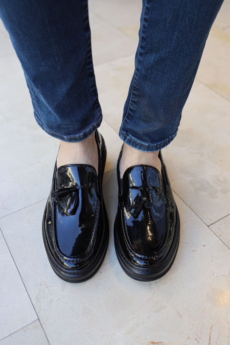 Mens Classic Shoes - Black Patent Leather - 127