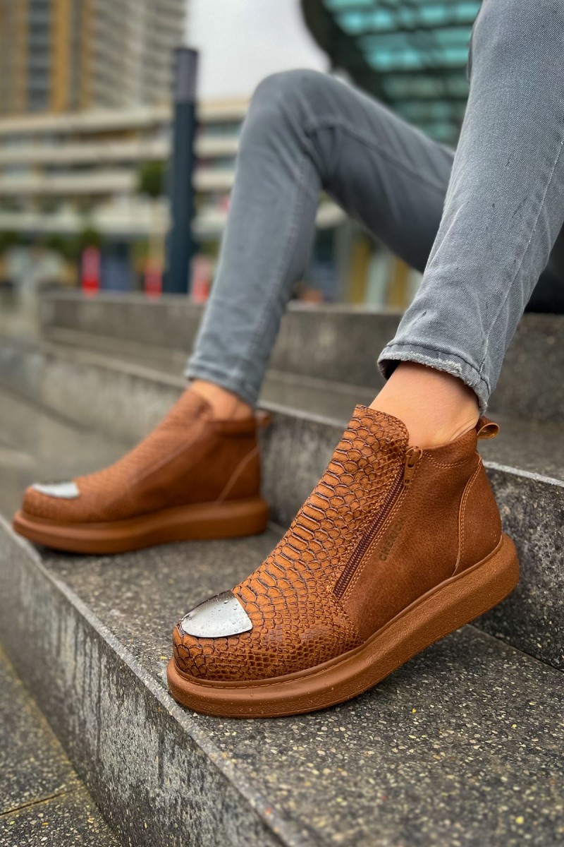 Mens High Top Boots - Tan - 133