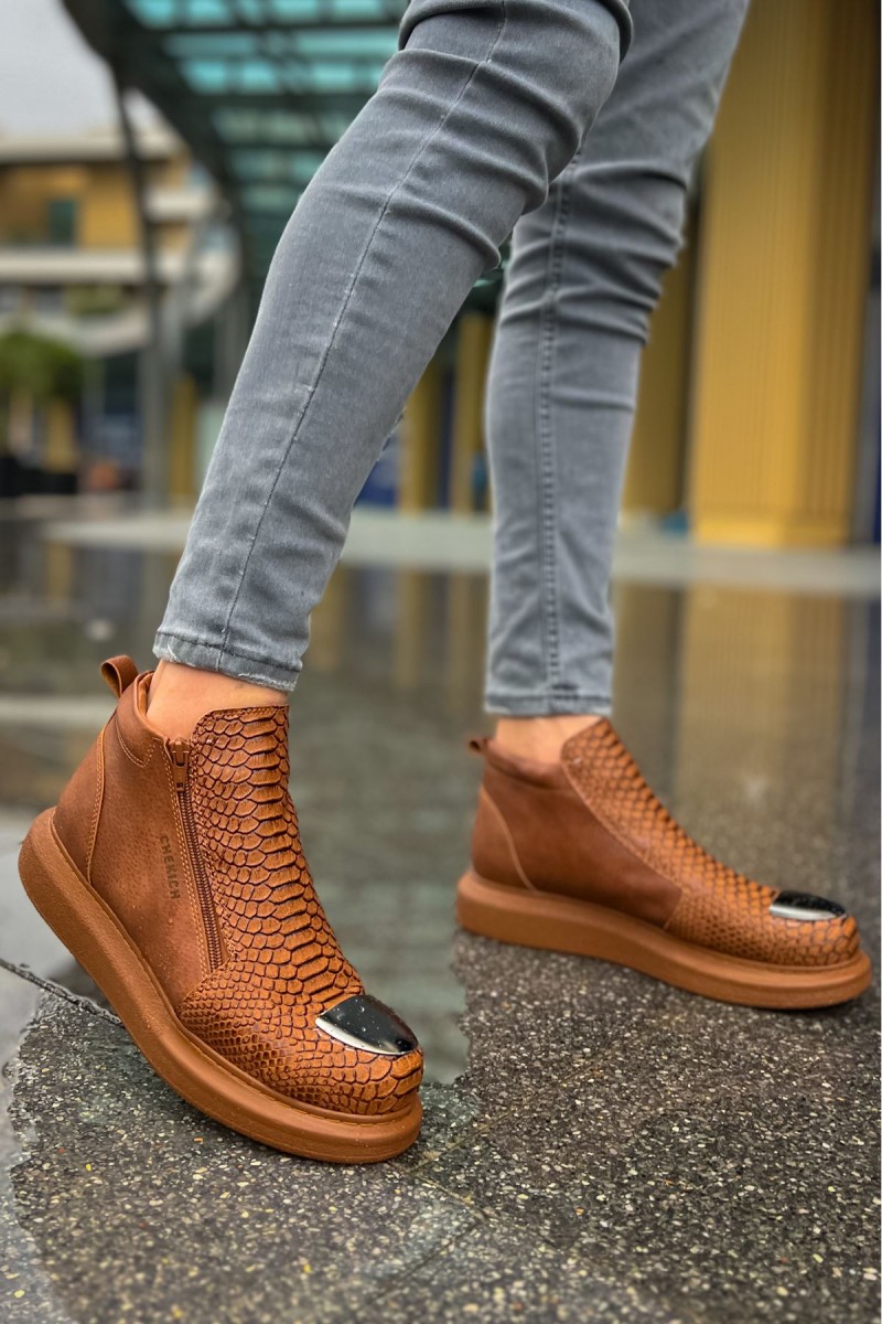 Mens High Top Boots - Tan - 133