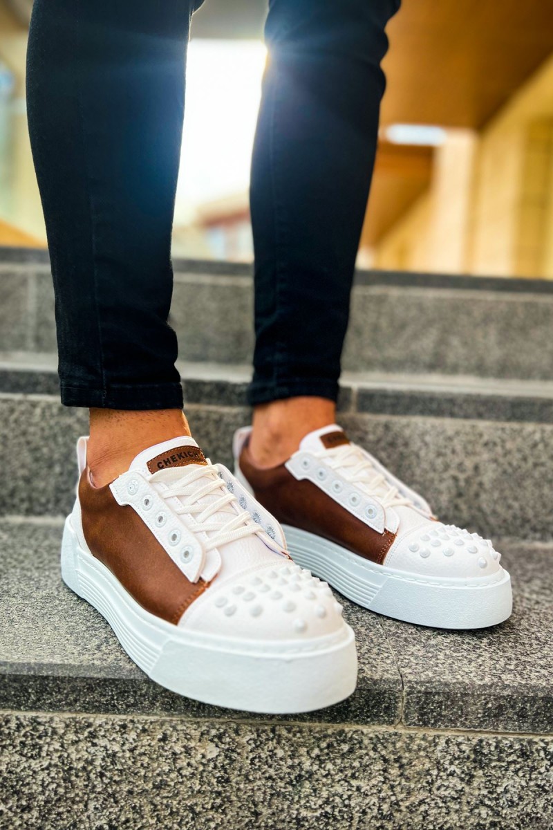 Mens Sneakers - Tan White - 169