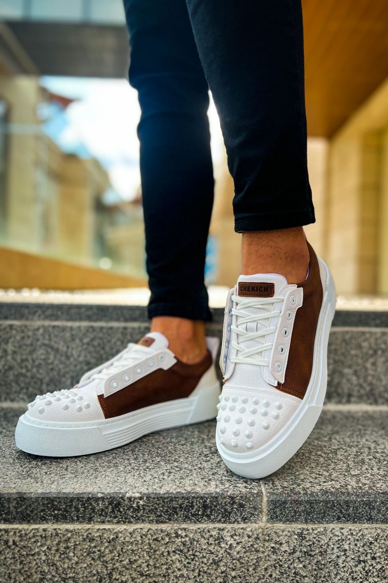 Mens Sneakers - Tan White - 169