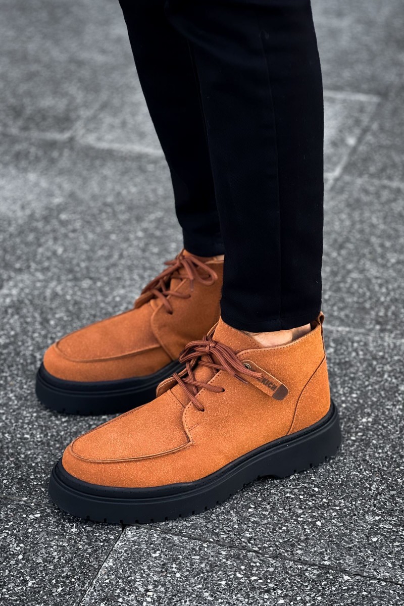 Mens Boots - Tan Black Suede - 213