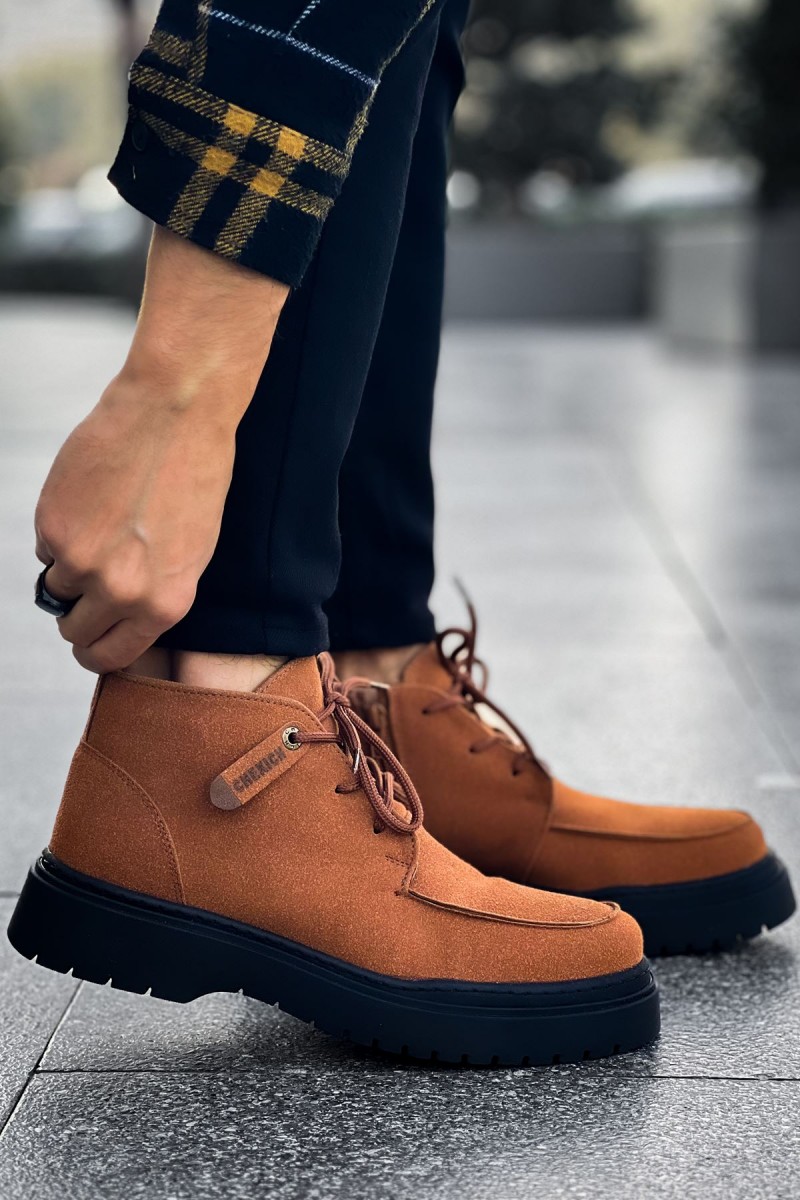 Mens Boots - Tan Black Suede - 213