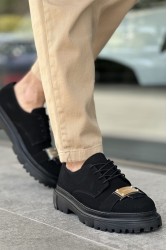 Mens Classic Shoes - Black Suede - 2402