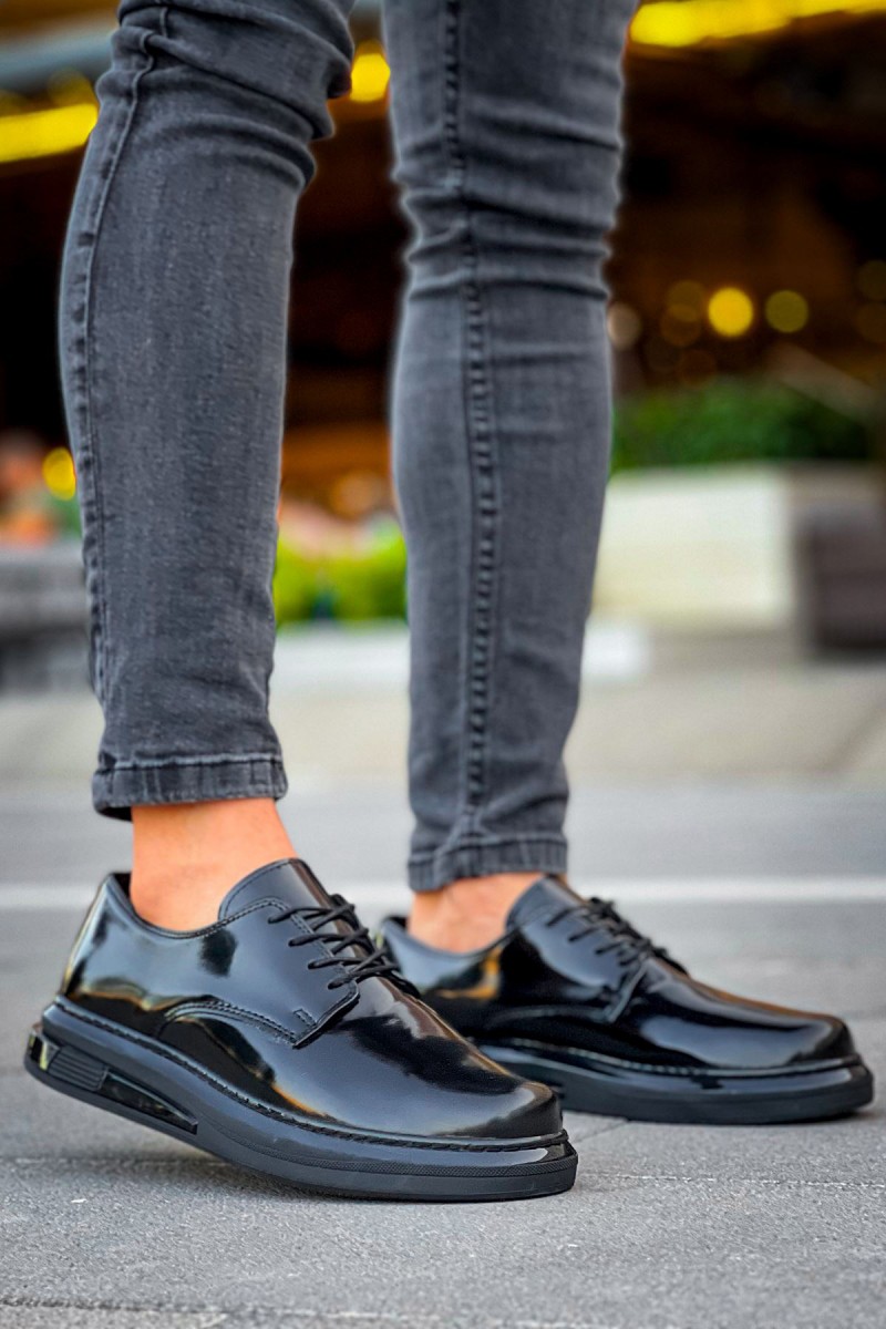 Mens Classic Shoes - Black Patent Leather - 2403