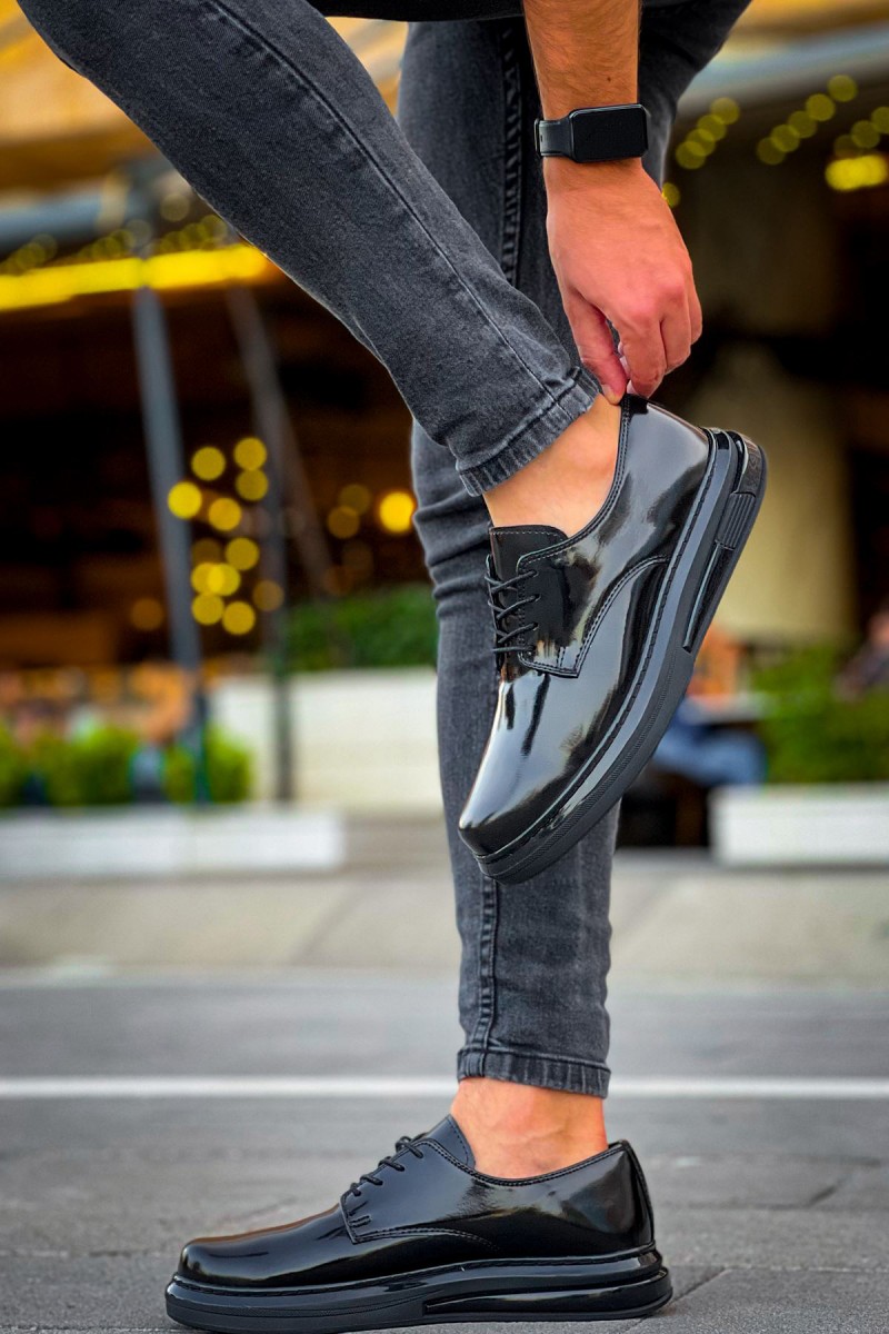 Mens Classic Shoes - Black Patent Leather - 2403