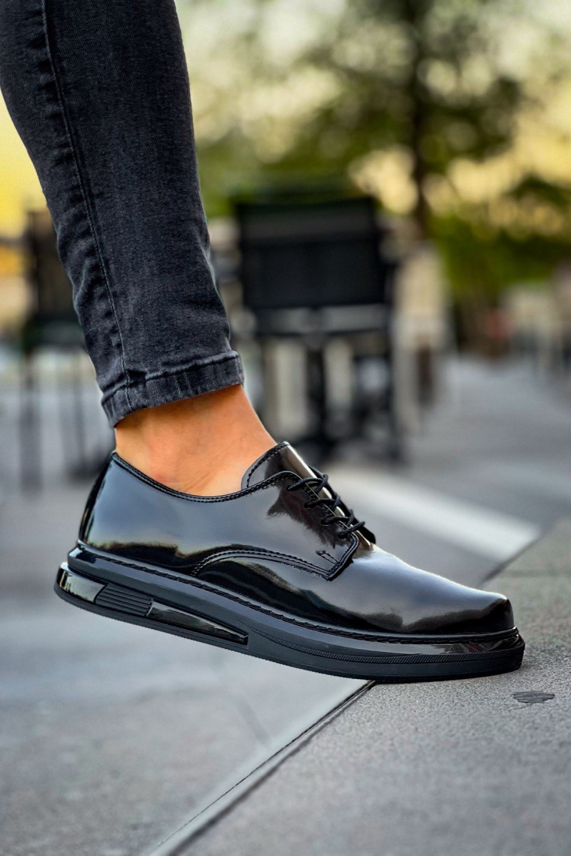 Mens Classic Shoes - Black Patent Leather - 2403
