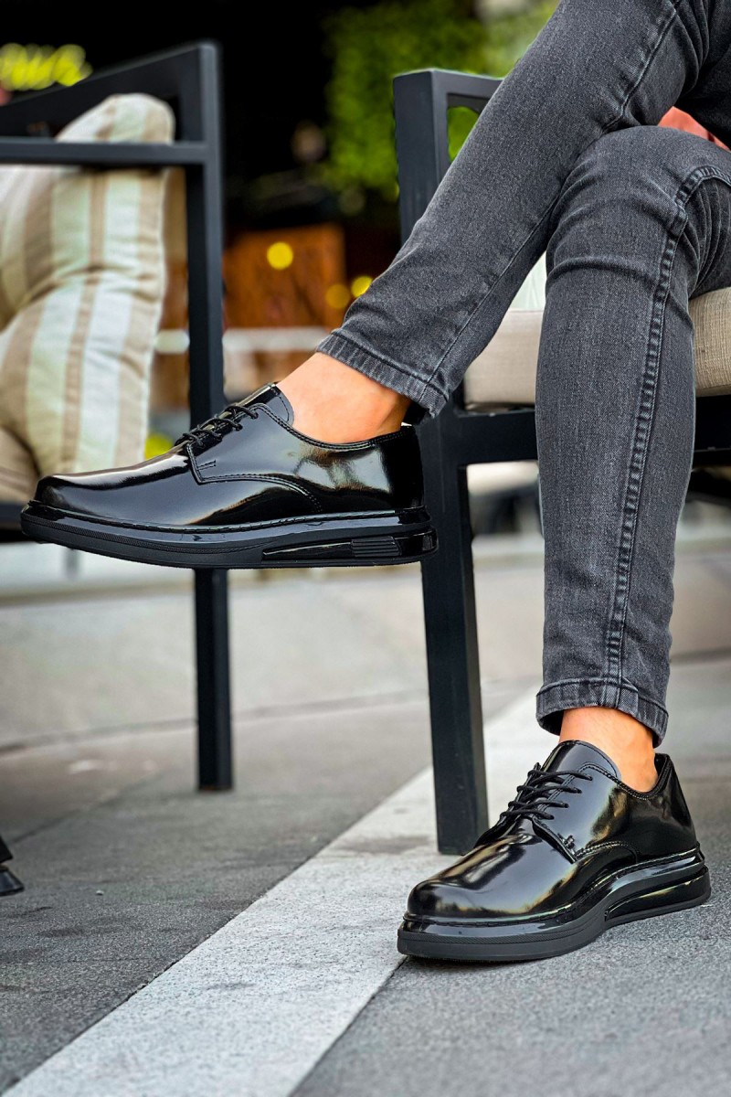 Mens Classic Shoes - Black Patent Leather - 2403
