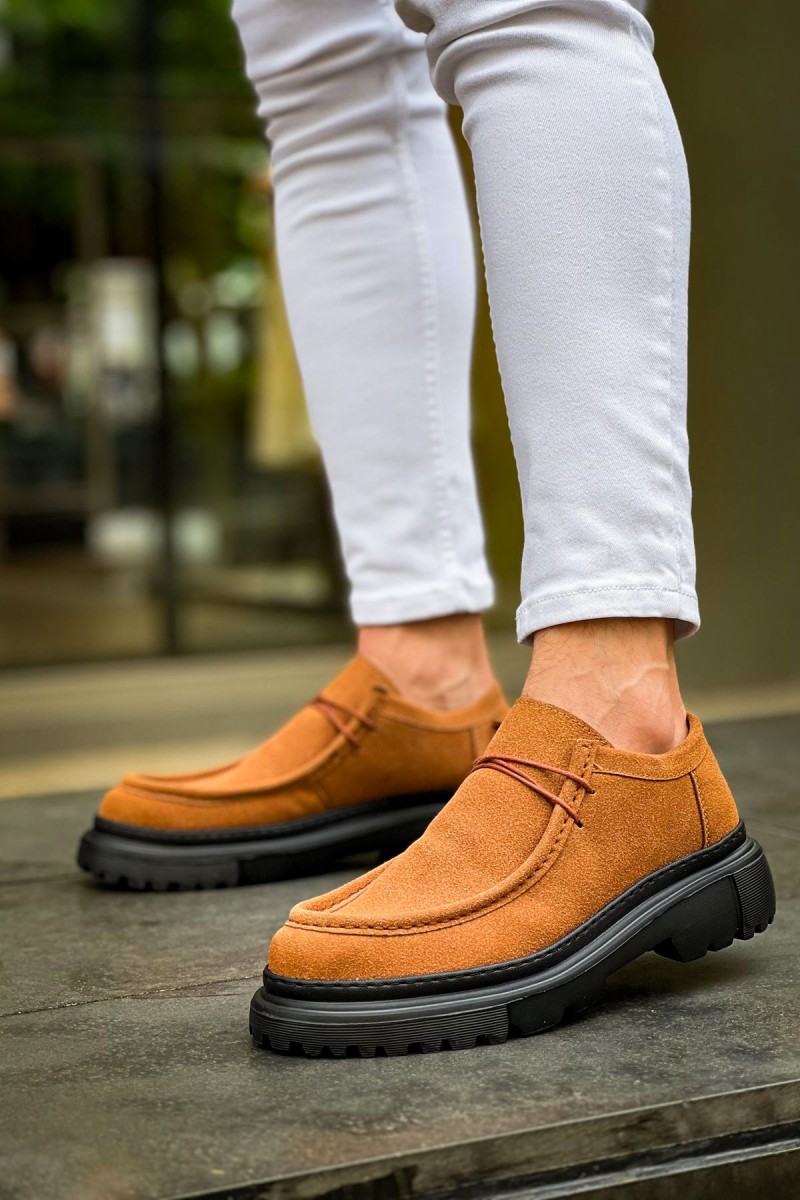 Mens Shoes - Tan Black Suede - 2404
