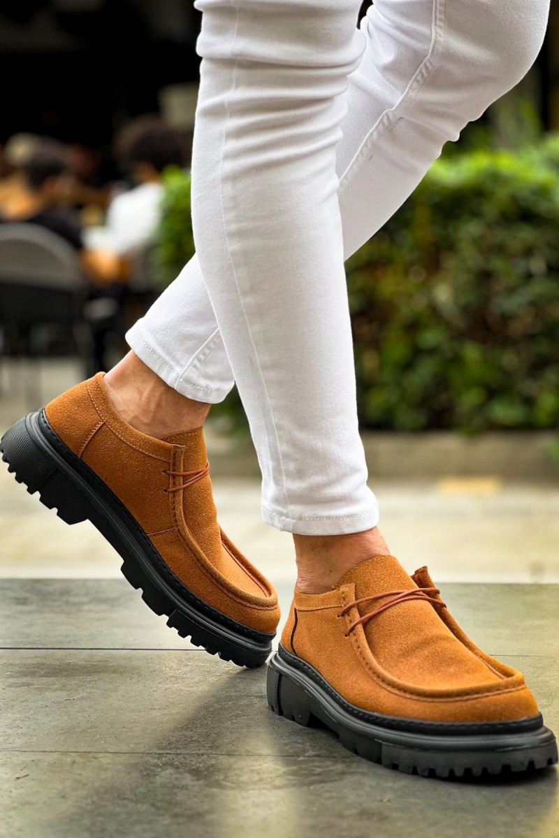 Mens Shoes - Tan Black Suede - 2404