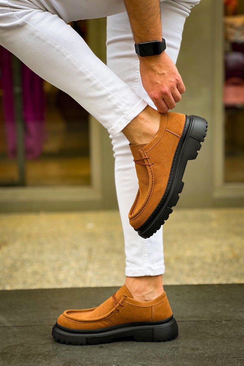 Mens Shoes - Tan Black Suede - 2404