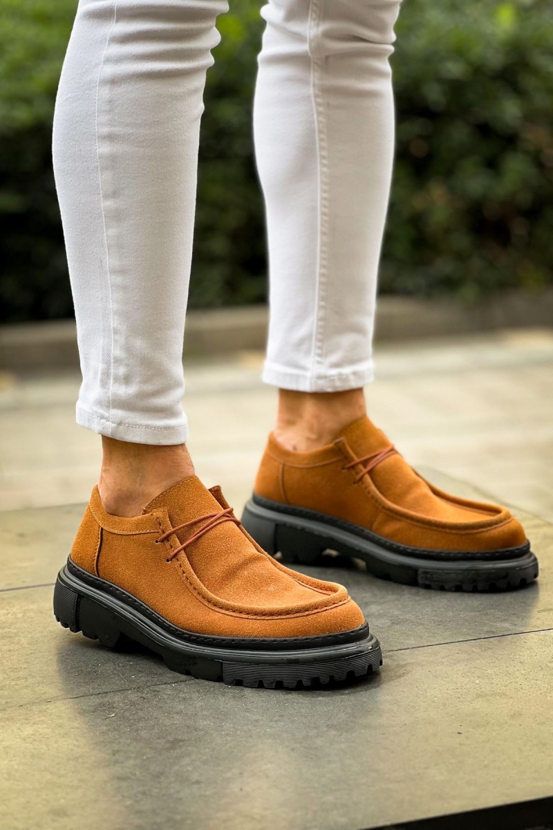Mens Shoes - Tan Black Suede - 2404
