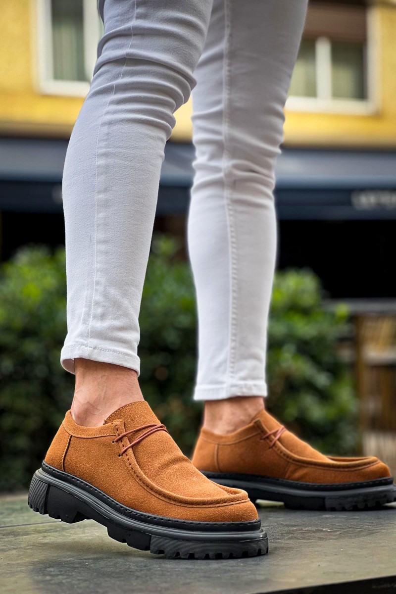 Mens Shoes - Tan Black Suede - 2404