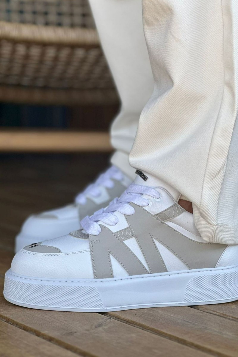 Mens Sneakers - White Gray - 2407