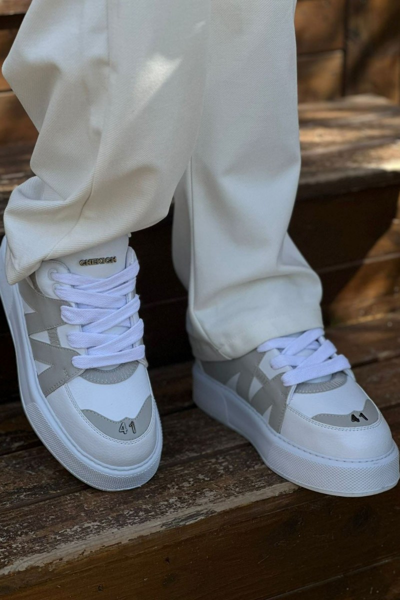 Mens Sneakers - White Gray - 2407