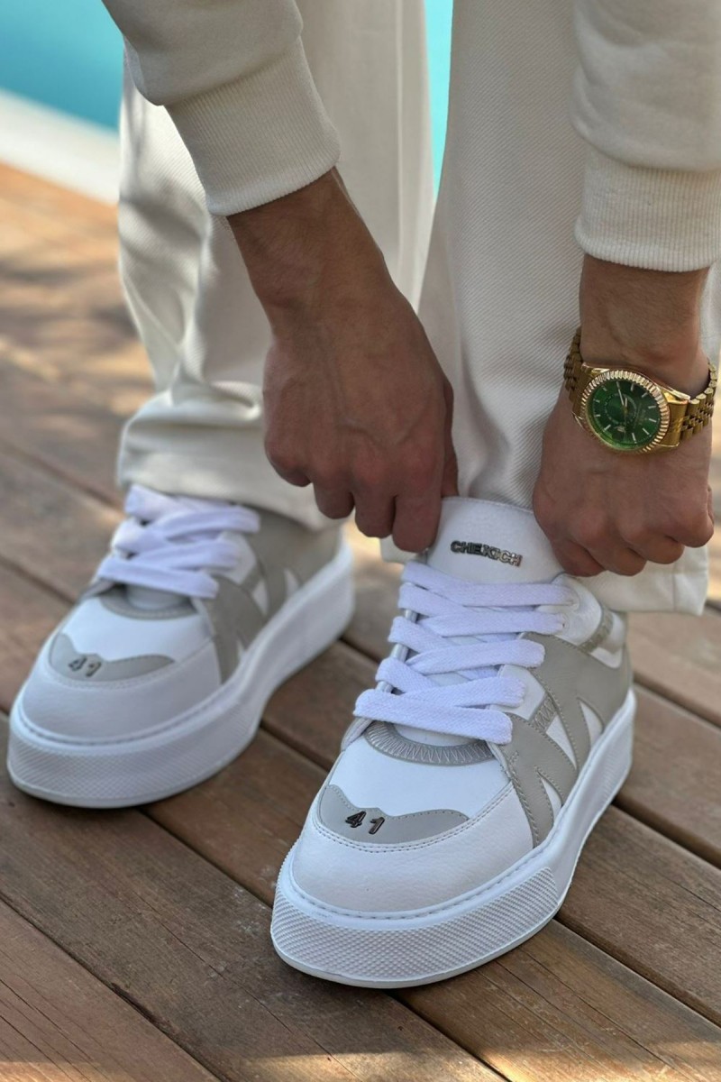 Mens Sneakers - White Gray - 2407