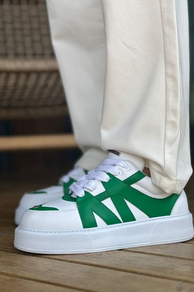 Mens Sneakers - White Green - 2407