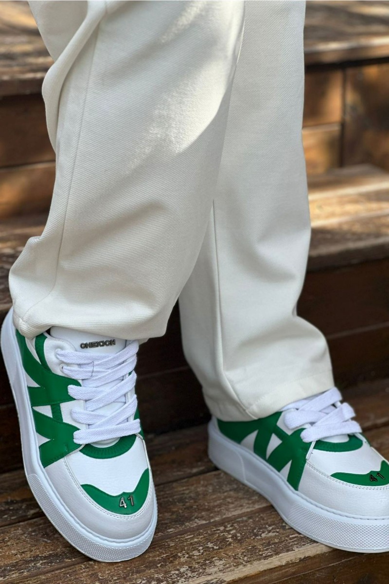 Mens Sneakers - White Green - 2407