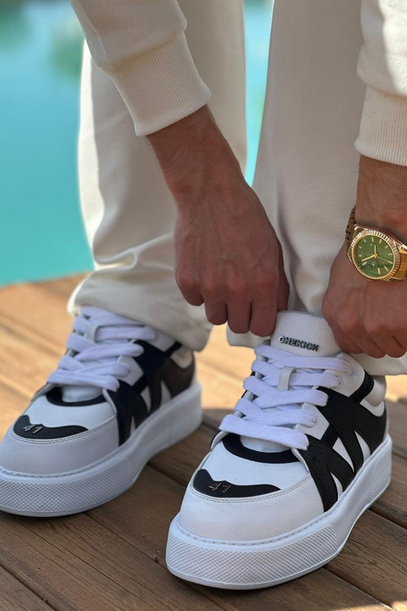 Mens Sneakers - White Black - 2407