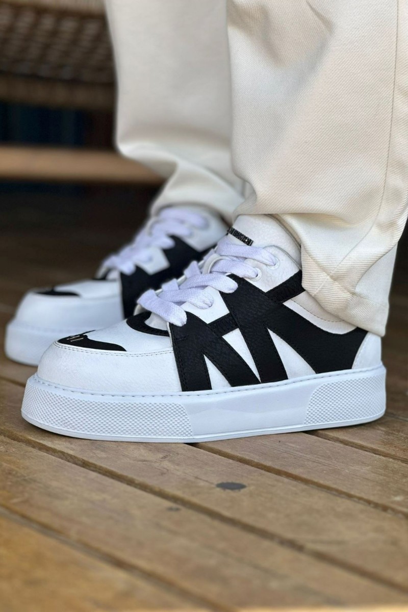 Mens Sneakers - White Black - 2407