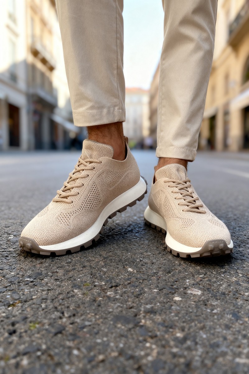 Mens Sneakers - Beige - 2409