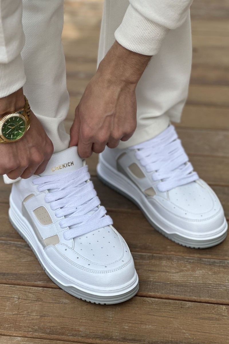Mens Sneakers - White Beige - 2410